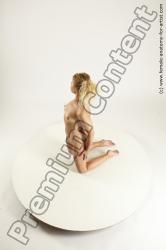 Nude Woman White Kneeling poses - ALL Slim long blond Multi angle poses Pinup